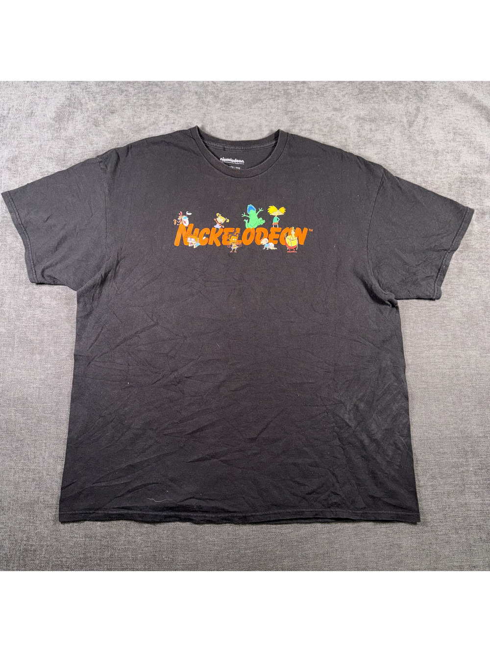 Nickelodeon Black Graphic T-Shirt with Cartoon Characters Size 2X
